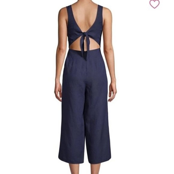 Pure navy tie back jumpsuit - Picture 1 of 5